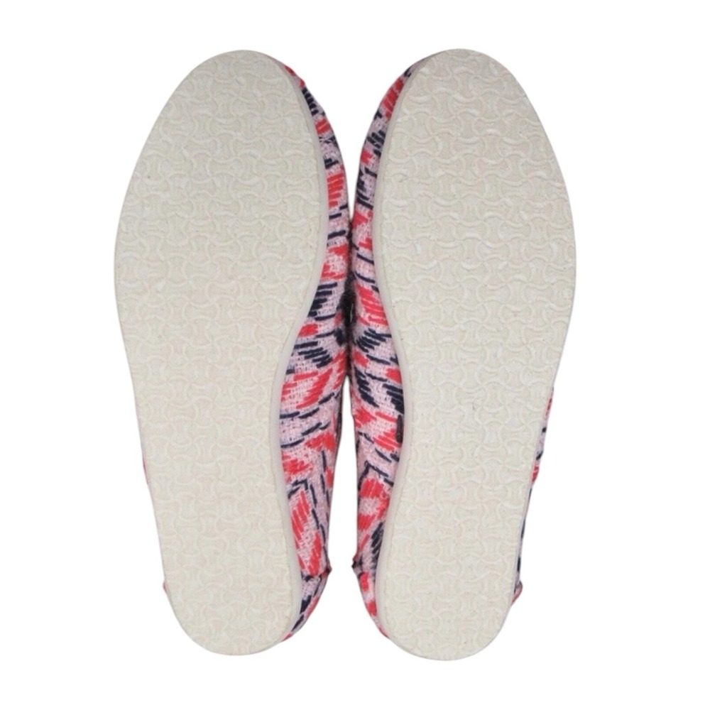 TOMS Alpargata Pink Red Navy Herringbone Woven Faux Shearling Lined Flats Shoes - Picture 6 of 6